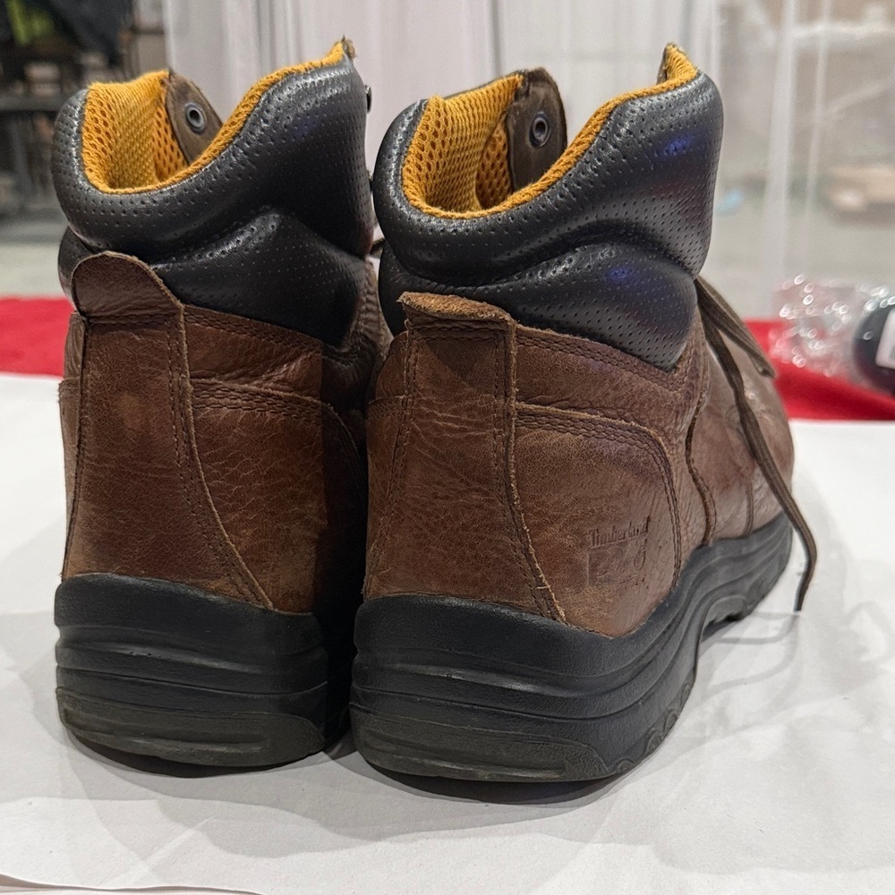 Men's Brown Leather steel toe Work Boots - Picture 4 of 6